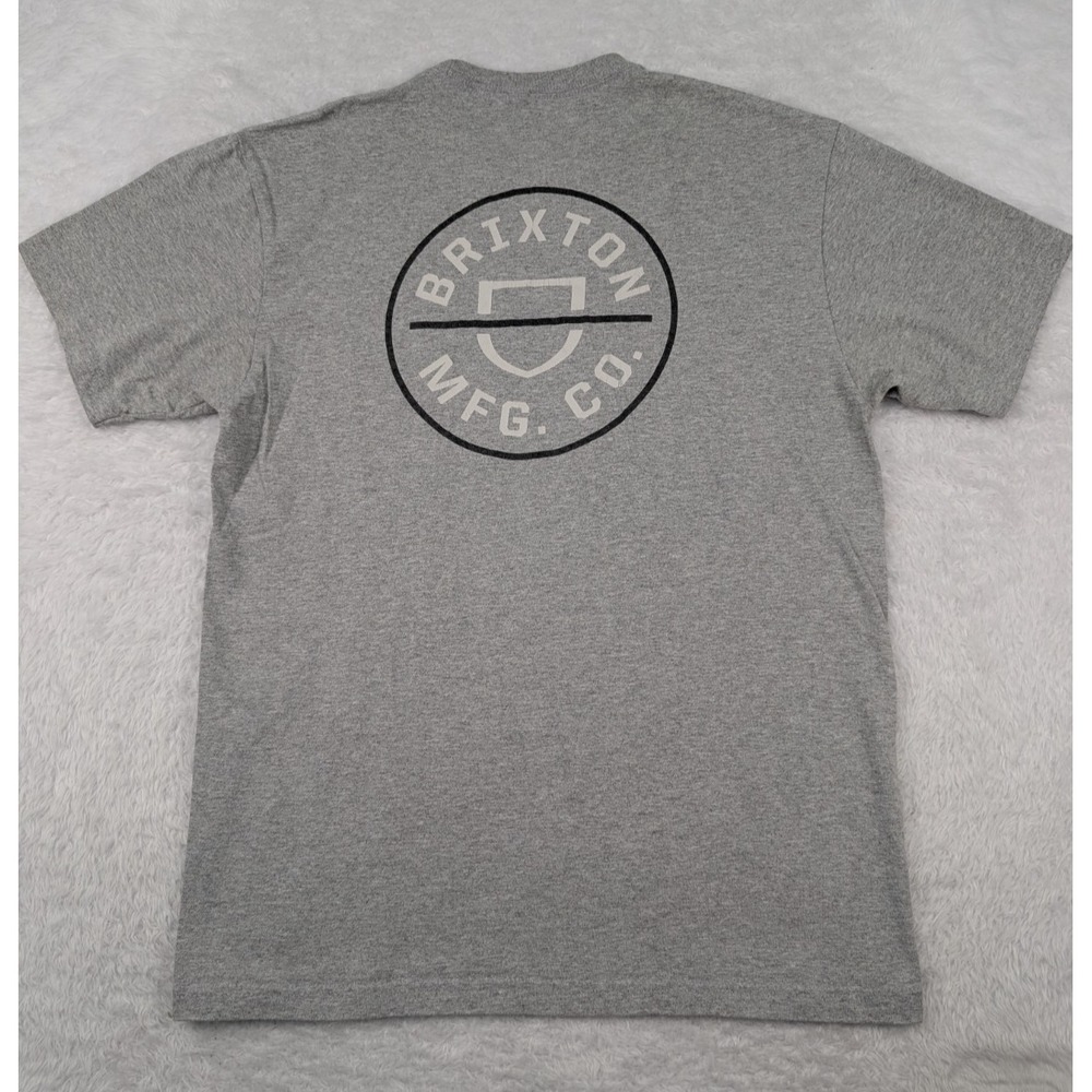 Brixton Graphic Tee Men's M Gray Short Sleeve Brixton MFG. Co. Logo